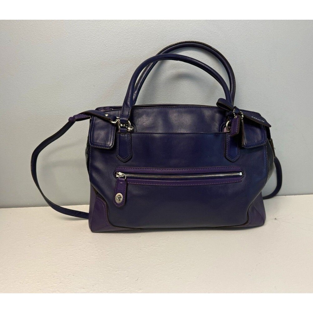 Coach Madison Leather Tote Bag Purple Blue Two-Tone Shoulder Handbag 25073 Strap